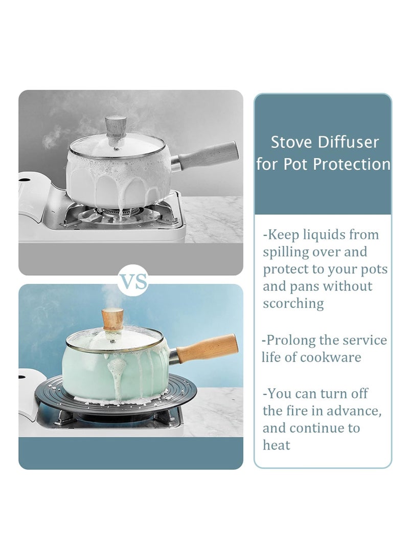 عبوتان من موزع تسخين موقد الغاز، أواني طهي سميكة غير قابلة للانزلاق، محول طهي بالحث الحراري موفر للطاقة، لوحة إذابة تجميد متعددة الوظائف (24 سم/9.4 بوصة + 28 سم/11 بوصة) - Image 4