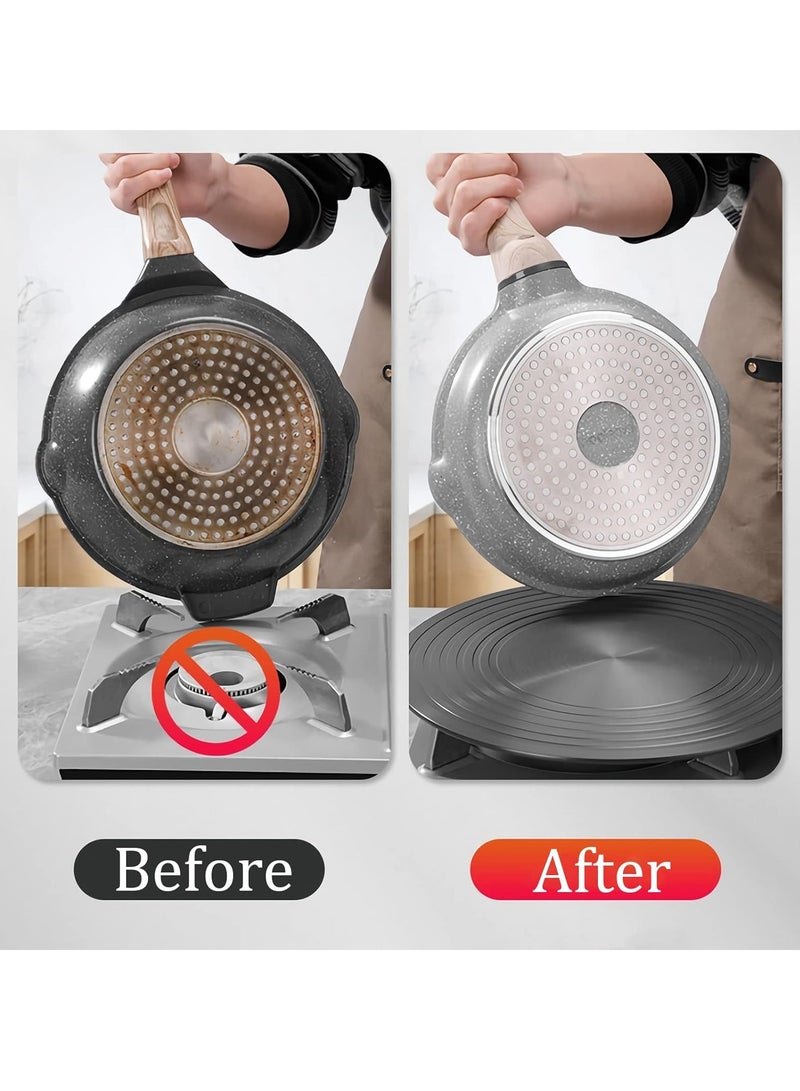 عبوتان من موزع تسخين موقد الغاز، أواني طهي سميكة غير قابلة للانزلاق، محول طهي بالحث الحراري موفر للطاقة، لوحة إذابة تجميد متعددة الوظائف (24 سم/9.4 بوصة + 28 سم/11 بوصة) - Image 5