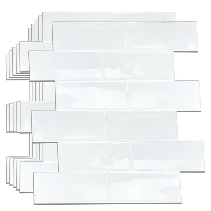 WALPLUS WALPLUS Subway Tile Peel and Sticks Backsplash Stick on Tiles for Kitchen Peel Bathroom Wall Tile Removable White 118 x 118 White 6Sheets 