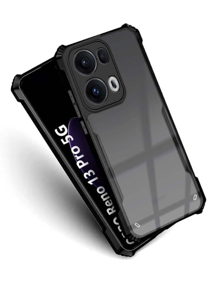 Oppo Reno13 Pro 5G Case Back Cover Shockproof Bumper Crystal Clear 360 Degree Protection TPU+PC Camera Protection Acrylic Transparent Eagle Cover for Oppo Reno 13 Pro 5G Black - Image 1