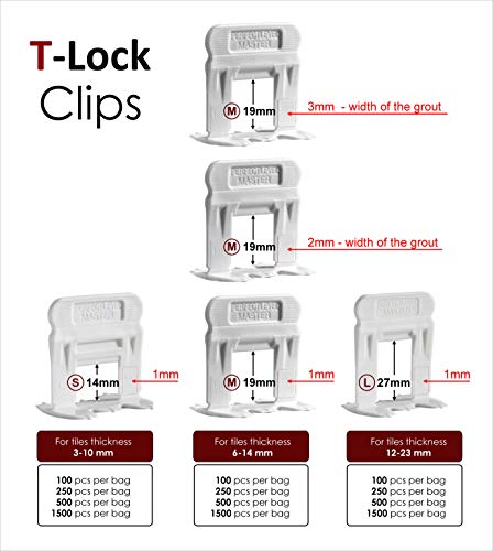 Perfect Level Master T-Lock TM 1/8" (3mm)" PERFECT LEVEL MASTER TM Professional" Anti lippage" Tile leveling system - (spacers only), Red wedges not included and sold separately! (250 Clips) - Image 3