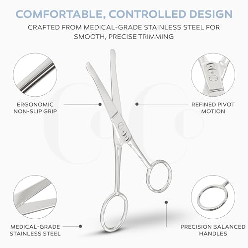 Coco's Closet Coco's Rounded Safety Nose & Ear Hair Scissors – Precision Stainless Steel Grooming Tool for Men & Women, Eyebrow & Facial Hair Trimming, Mustache, Beard, Baby Nail & Pet Care - Image 3