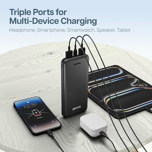 Geonix Helio R100 10000 mAh 22.5W Fast Charging Power Bank, Ultra Slim Power Bank with USB-A Output, Type C PD Output, Type C Input, Wake Up Button, 1 Year Warranty, Black - Image 3