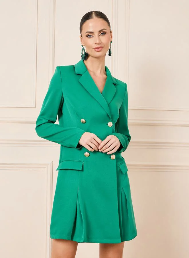 Styli Double Breasted Notch Lapel Blazer Mini Dress