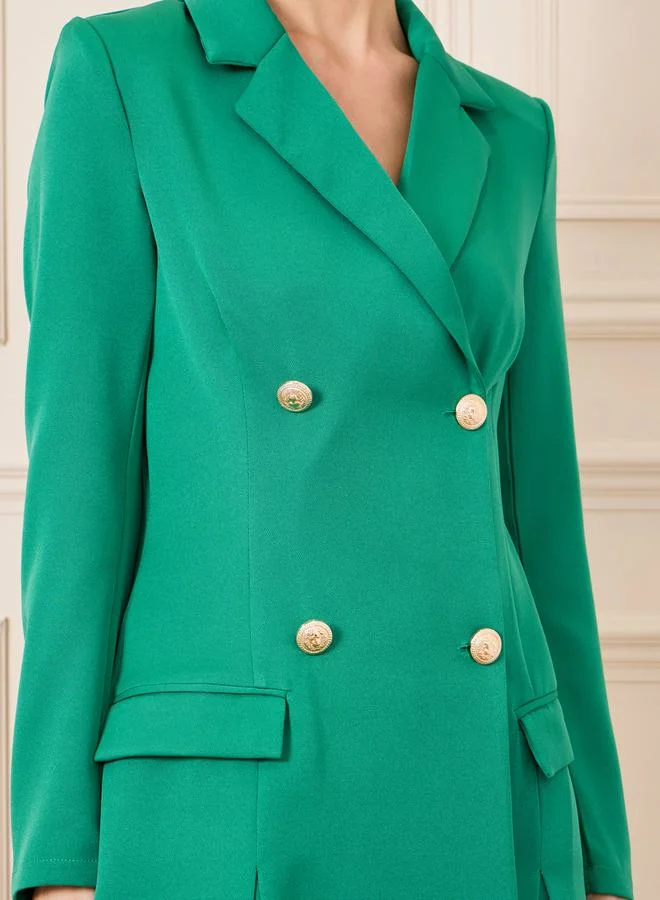Styli Double Breasted Notch Lapel Blazer Mini Dress