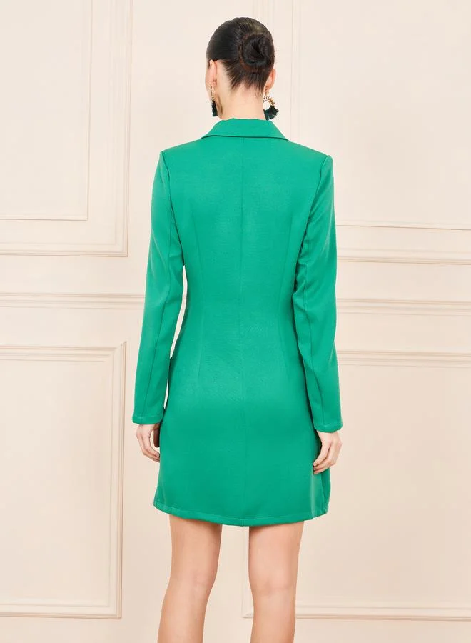 Styli Double Breasted Notch Lapel Blazer Mini Dress