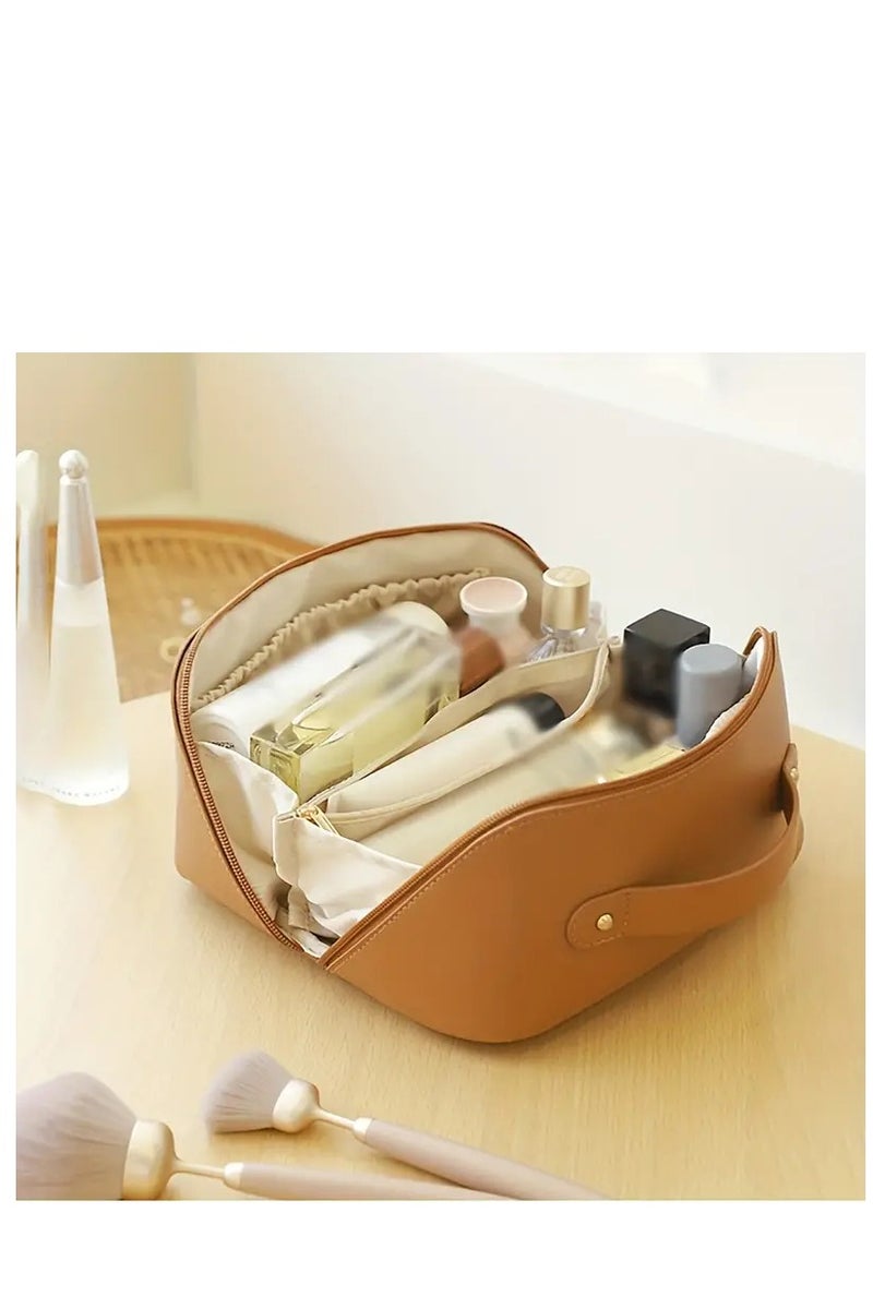شنطة مستحضرات تجميل بسوستة للسفر بسعة كبيرة للنساء والبنات مكياج محمولة من جلد البولي يوريثين متعددة الوظائف, متعددة الالوان - Image 1