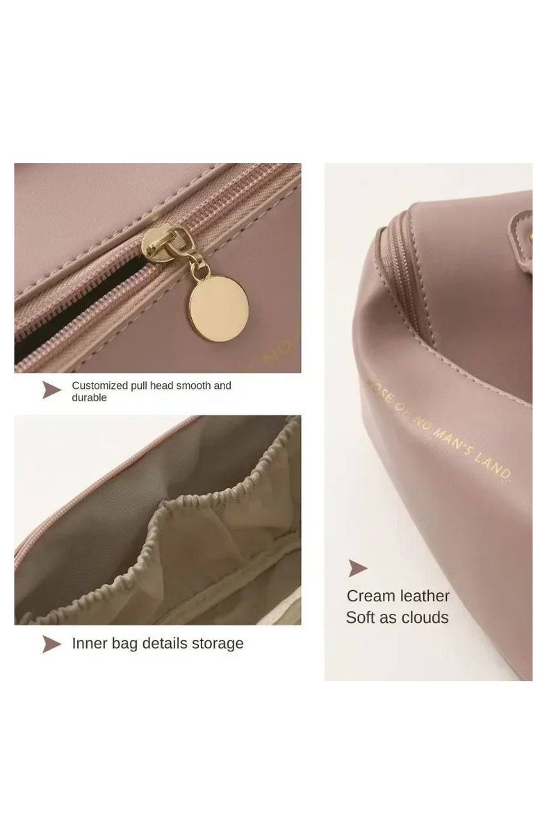 شنطة مستحضرات تجميل بسوستة للسفر بسعة كبيرة للنساء والبنات مكياج محمولة من جلد البولي يوريثين متعددة الوظائف, متعددة الالوان - Image 2