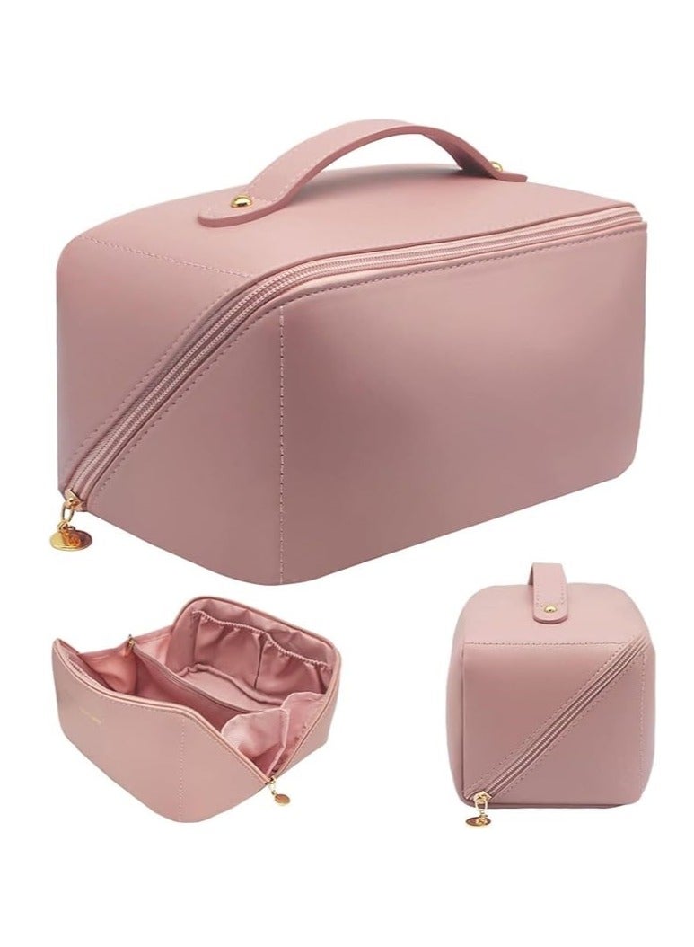 شنطة مستحضرات تجميل بسوستة للسفر بسعة كبيرة للنساء والبنات مكياج محمولة من جلد البولي يوريثين متعددة الوظائف, متعددة الالوان - Image 3