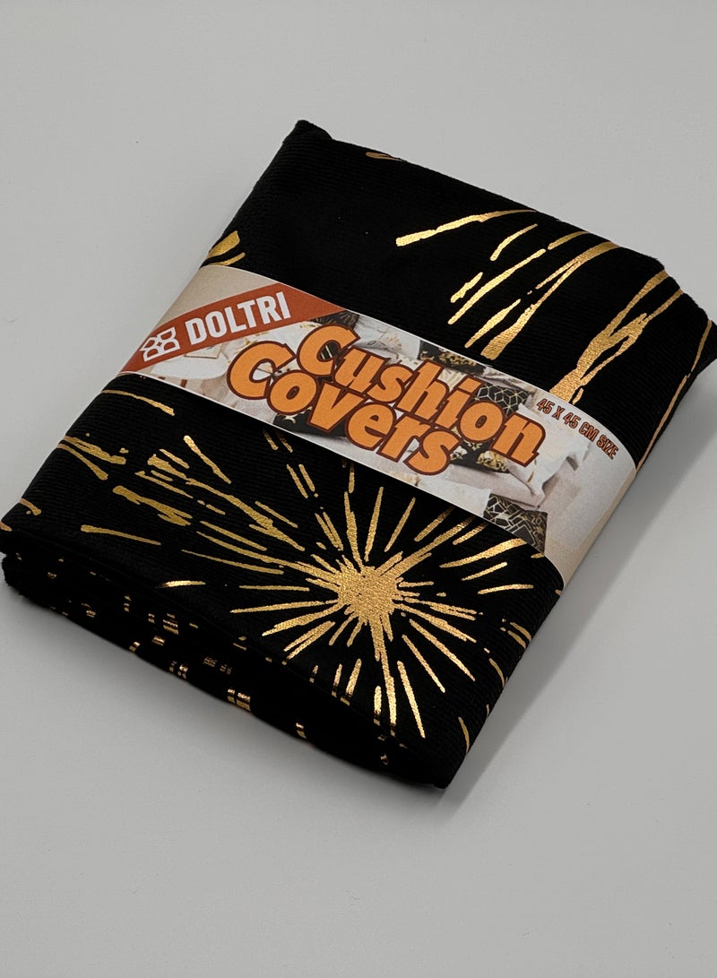 دولتري أغطية وسائد مقاس 18 × 18 بوصة لديكور المنزل بختم ساخن غطاء وسادة للأريكة (ليلة متلألئة باللونين الأسود والذهبي) - Image 2