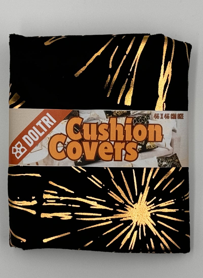 دولتري أغطية وسائد مقاس 18 × 18 بوصة لديكور المنزل بختم ساخن غطاء وسادة للأريكة (ليلة متلألئة باللونين الأسود والذهبي) - Image 3