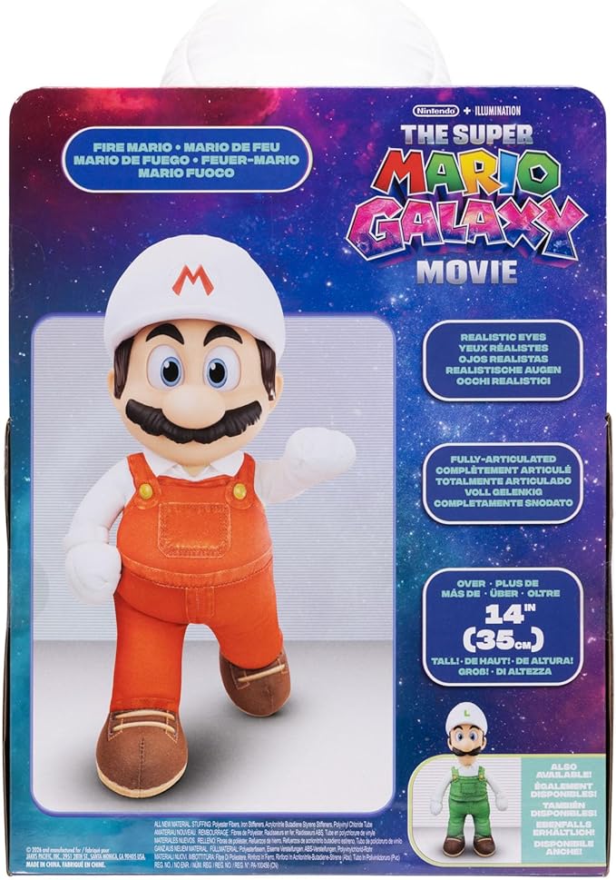 Jakks Super Mario Galaxy Movie: Fire Mario Jumbo Poseable Plush - Image 5