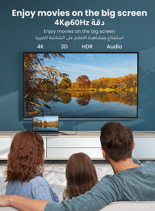 يو جرين كابل عرض فيديو محول من منفذ شاشة إلى HDMI بدقة 4K وتردد 60 هرتز ذكر إلى DP أنثى إلى HDMI لأجهزة التلفزيون عالية الوضوح وأجهزة البروجيكتور وأجهزة الكمبيوتر - Image 2