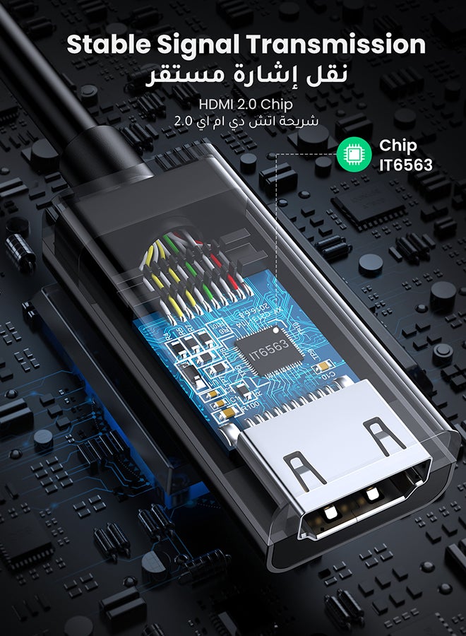 يو جرين كابل عرض فيديو محول من منفذ شاشة إلى HDMI بدقة 4K وتردد 60 هرتز ذكر إلى DP أنثى إلى HDMI لأجهزة التلفزيون عالية الوضوح وأجهزة البروجيكتور وأجهزة الكمبيوتر - Image 5