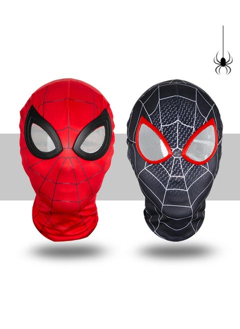2-Piece Set Spider Mask Headdress, Full Face Mask Movie Role Play Costume Prop Accessory Kids Toy (Red+Black)