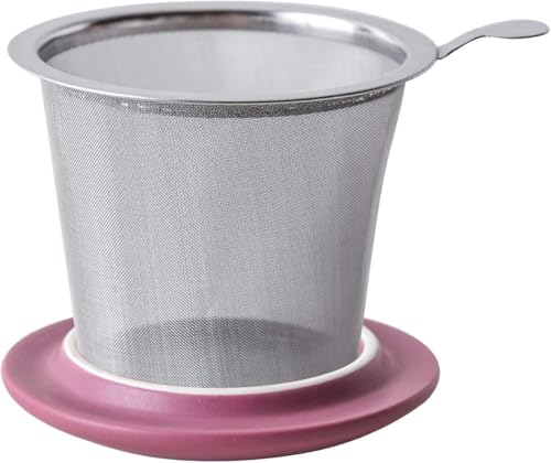 Yundu 12 OZ Matte Purple Ceramics Teacup with Infuser and Lid, Mug with Lid for Steeping - Stainless Steel Infuser for Loose Leaf Tea, Home Office Gift for Tea Lovers - Image 3