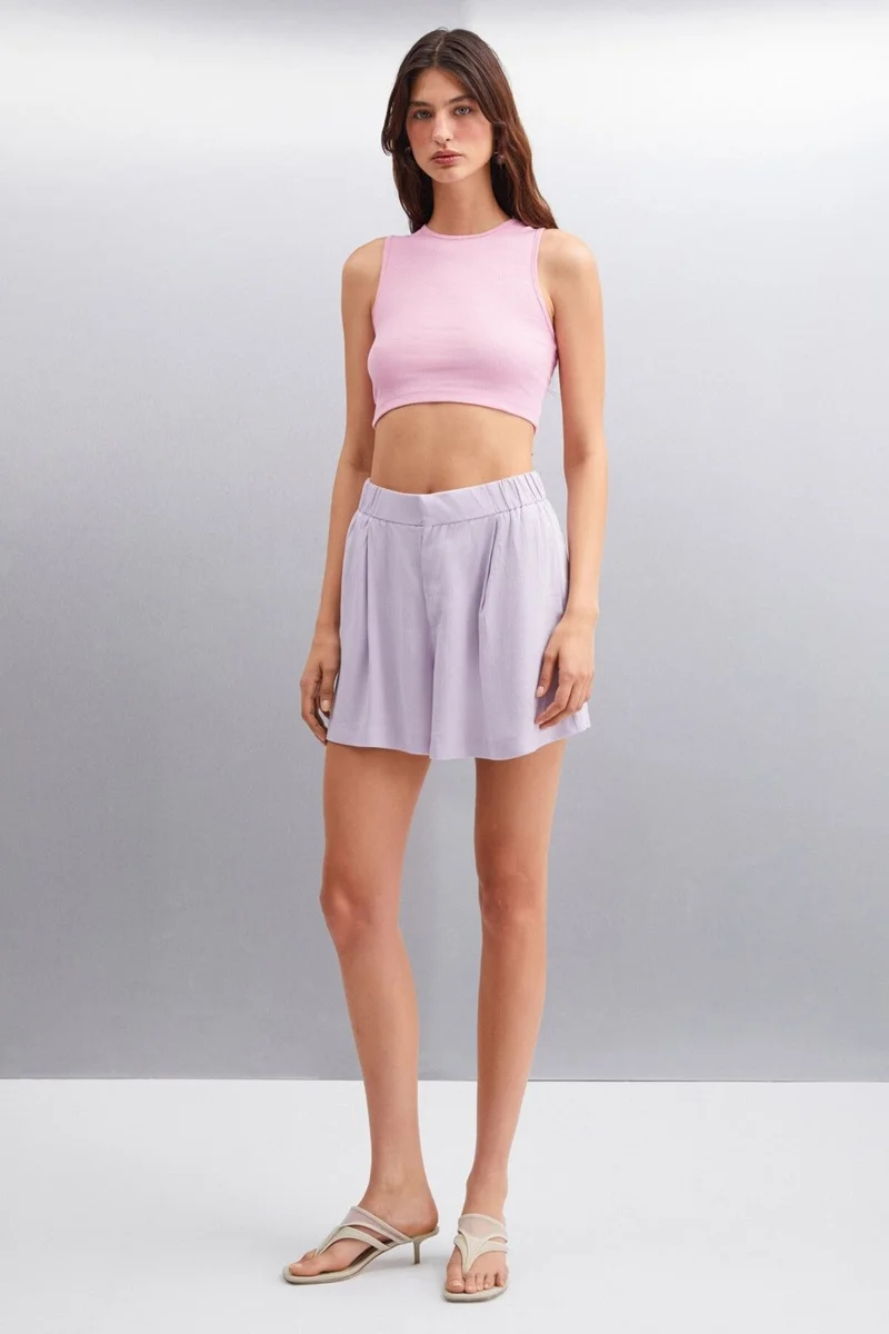 GRIMELANGE JAMI 100% Viscose Slim Women's Lilac Shorts