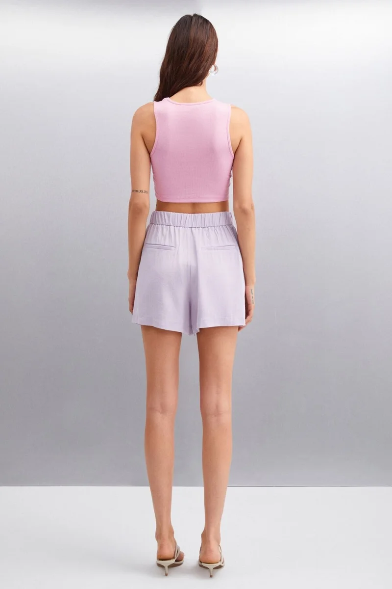 GRIMELANGE JAMI 100% Viscose Slim Women's Lilac Shorts