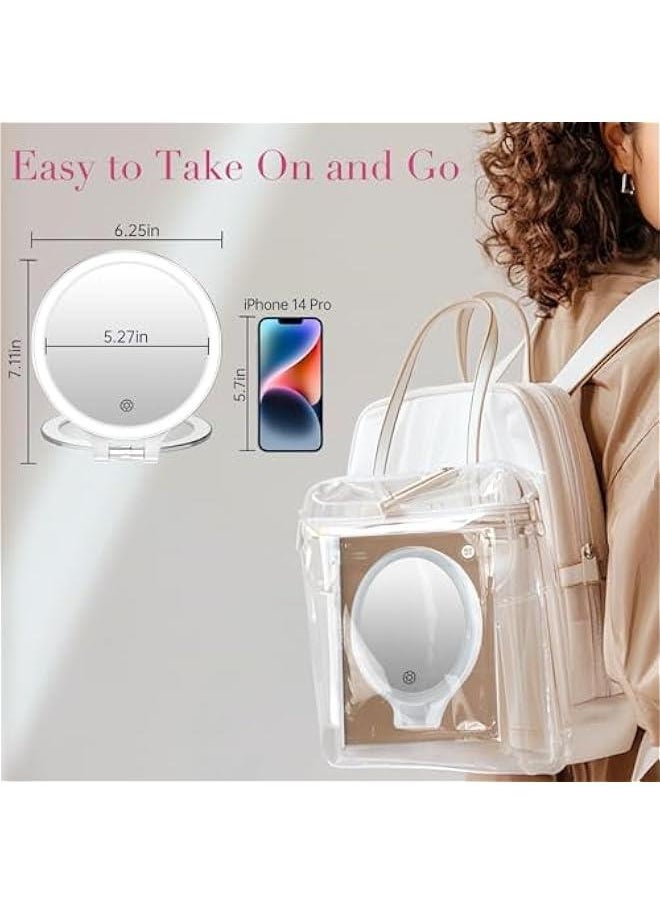 Arabest - Lighted Rechargeable Makeup Mirror 10X/1X Magnification Double-sided Portable Cosmetic Travel Vanity Desk Mirror Stand Adjustable 3 Color Setting. - Image 1