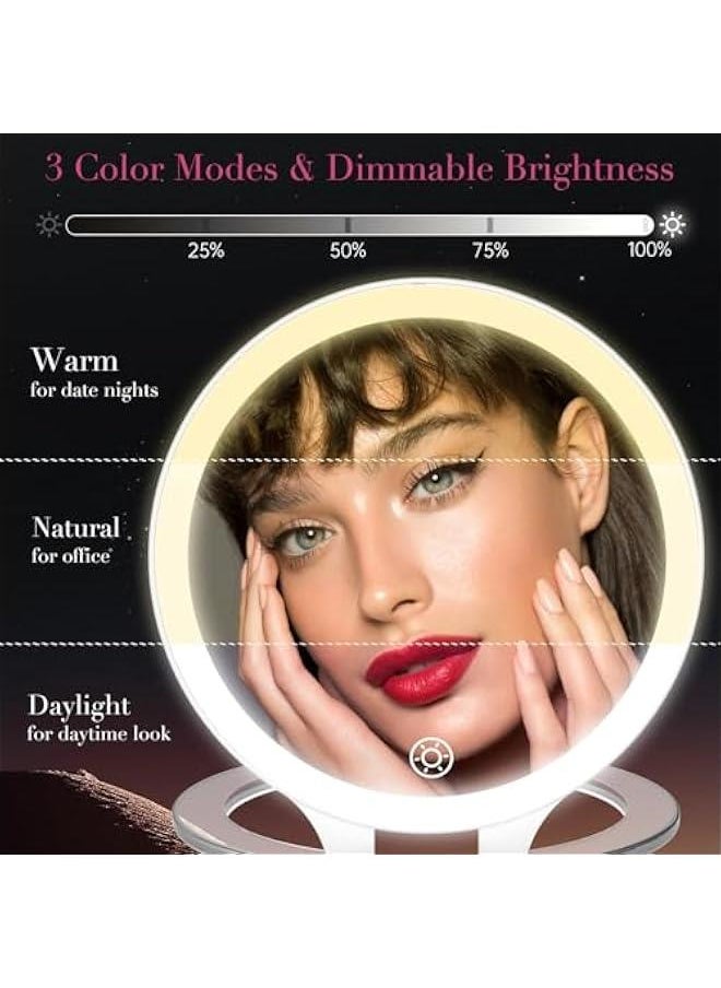 Arabest - Lighted Rechargeable Makeup Mirror 10X/1X Magnification Double-sided Portable Cosmetic Travel Vanity Desk Mirror Stand Adjustable 3 Color Setting. - Image 1