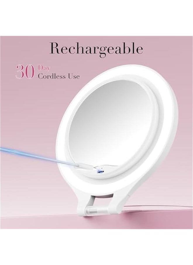 Arabest - Lighted Rechargeable Makeup Mirror 10X/1X Magnification Double-sided Portable Cosmetic Travel Vanity Desk Mirror Stand Adjustable 3 Color Setting. - Image 1