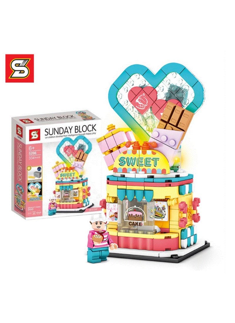 SUNDAY City Sweet Shop Street View Building Set – SUNDAY BLOCK Series – 334 PCS Mini Cake Store Construction Kit – Colorful DIY Toy for Kids Age 6+  - Image 2