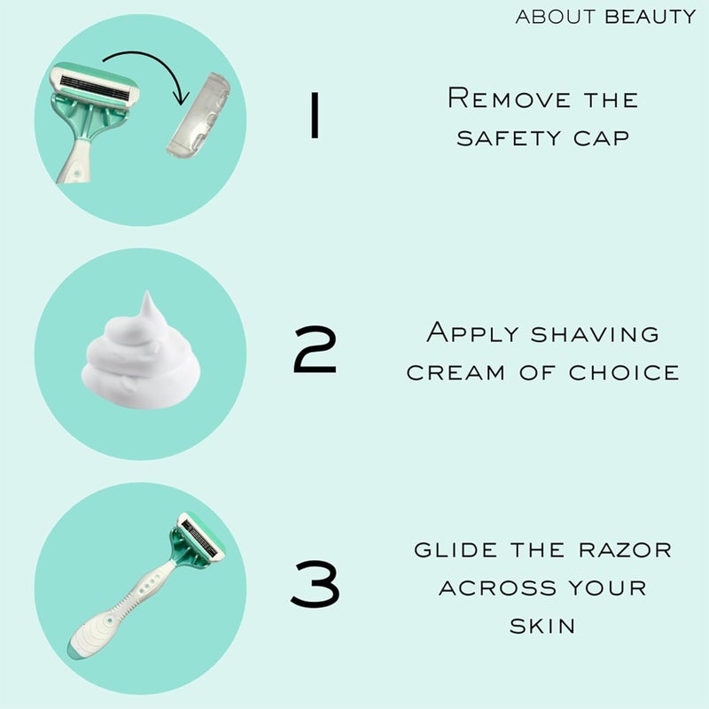 About Face About Beauty Spa Shave 4 Blade Disposable Razors, Includes 4 Disposable Shavers, Adjust to Curves for a Close Shave, Skin-Soothing Coconut Oil Moisture Pad Gently Glides Along Skin - Image 5