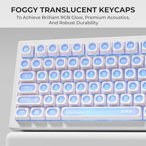 OHY XVX White Shine Through Keycaps for Mechanical Keyboards - 136 Keys White Translucent Cat Eye Design,Cherry MAX Profile, PC+PBT Frosted RGB Keycaps - Image 5
