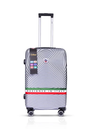 MNUK Cruise Checked Luggage | Hardside Soft Handle Trolley with TSA Lock |Double 360° 4 Wheeler| Medium-24Inch| Silver