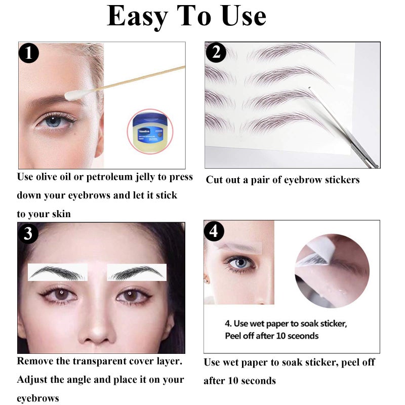 22 Pairs 4D Eyebrows Tattoo, Hair-Like Authentic Eyebrows, Eyebrows Tattoo Peel Off, Long Lasting Waterproof Natural False Eyebrows Makeup Sticker for Eyebrow Grooming Shaping (Brown)