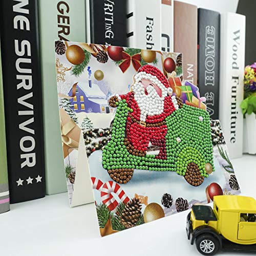 OWAY Diamond Art Christmas Cards Diamond Painting Three-Dimensional Christmas Diamond Painting Cards for Holiday & Gift-Giving (8 Pack) - Image 3