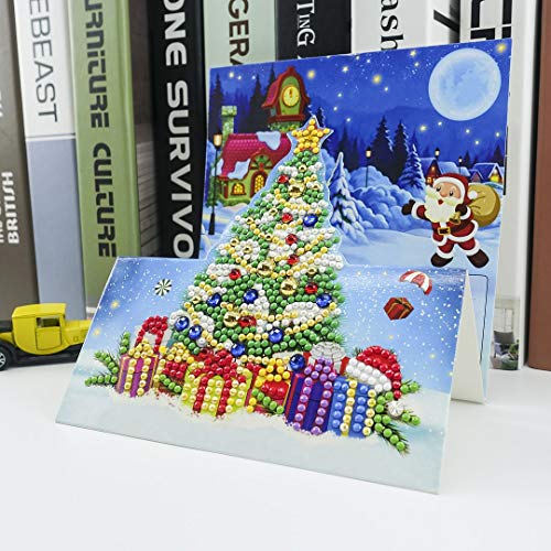 OWAY Diamond Art Christmas Cards Diamond Painting Three-Dimensional Christmas Diamond Painting Cards for Holiday & Gift-Giving (8 Pack) - Image 2