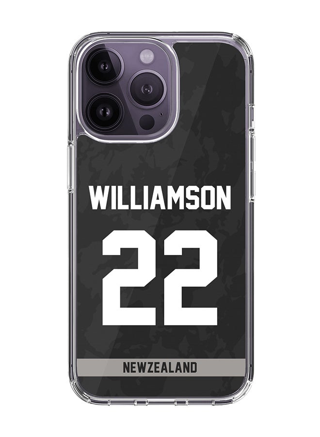 Classic Clear Case for iPhone 14 Pro , Hybrid Soft Case Transparent Cover - Player Name - Kane Williamson, Jersey Number- 22