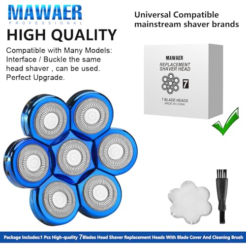 MAWAER Universal 7 Blades Shaver Replacement Blades Compatible with Freedom Gold Shaver and Most Mainstream Brands Head Shaver Electric Shaver Replacement Head (7 Blue) - Image 3