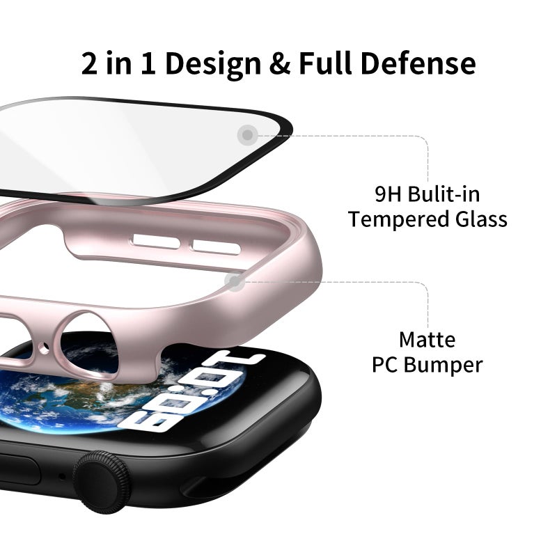 COMMUTER 3 Pack Case with Tempered Glass Screen Protector for Apple Watch SE3/SE 2/1 Series 6/5/4 40mm, Hard PC Ultra-Thin Cover for iwatch SE 3/SE 2/SE/6/5/4 40mm, Starlight/Clear/Rose Gold - Image 2