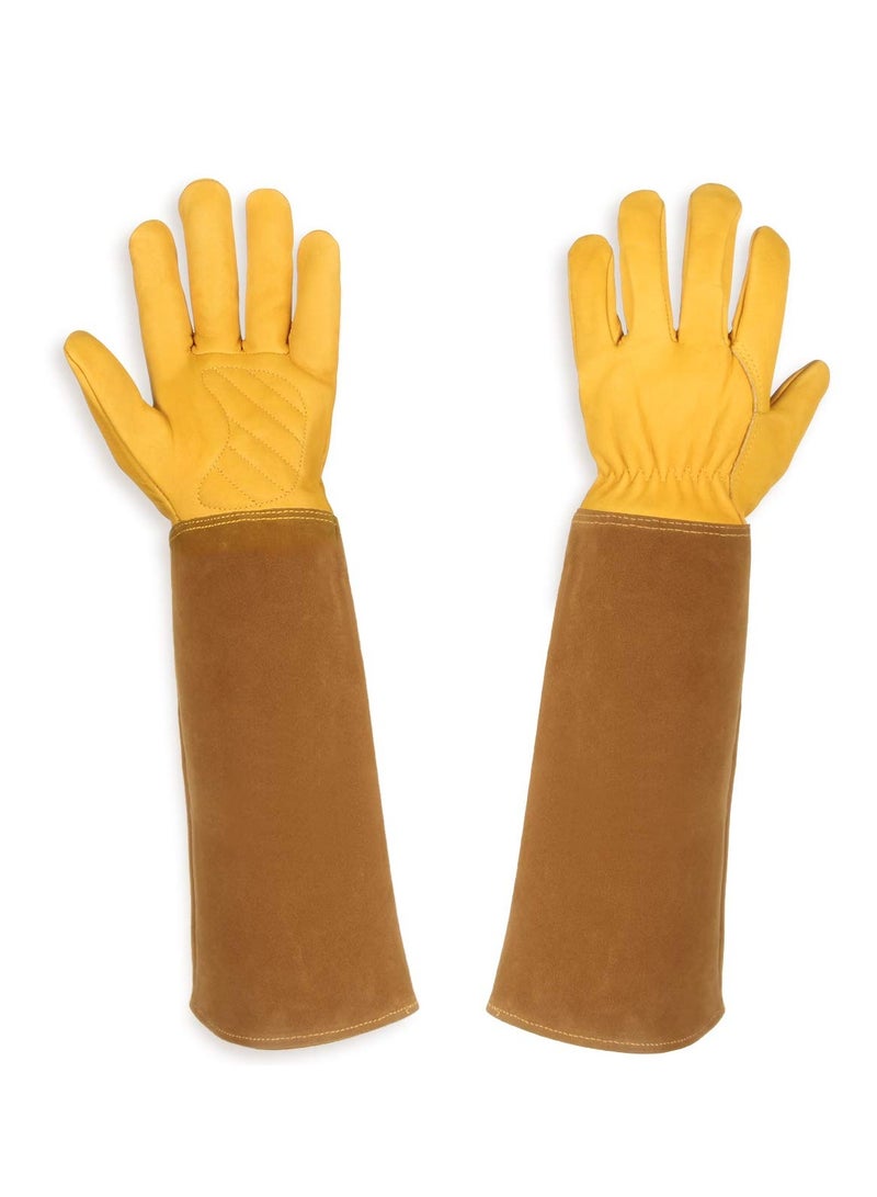 Excefore Heavy Duty Gardening Gloves, Rose Pruning Gloves for Men & Women, Long Thorn Proof Gardening Gloves, Breathable Leather Gauntlet , Best Garden Gifts & Tools for Gardener (Size: S)  - Image 1