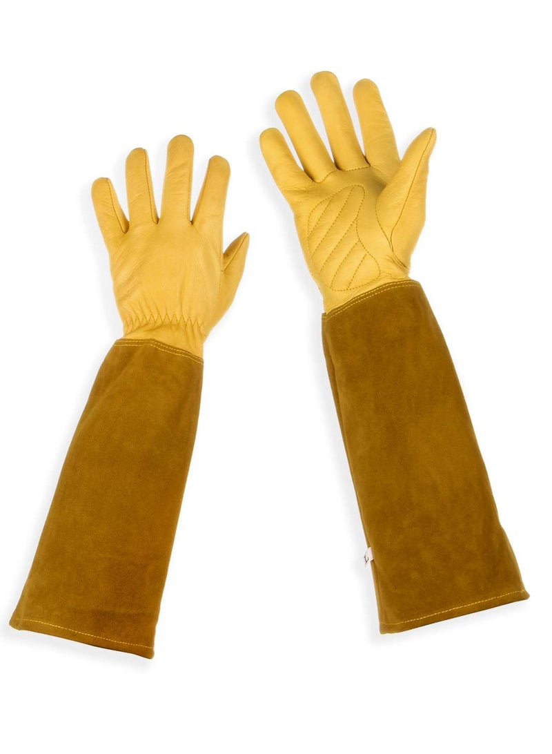 Excefore Heavy Duty Gardening Gloves, Rose Pruning Gloves for Men & Women, Long Thorn Proof Gardening Gloves, Breathable Leather Gauntlet , Best Garden Gifts & Tools for Gardener (Size: S)  - Image 3