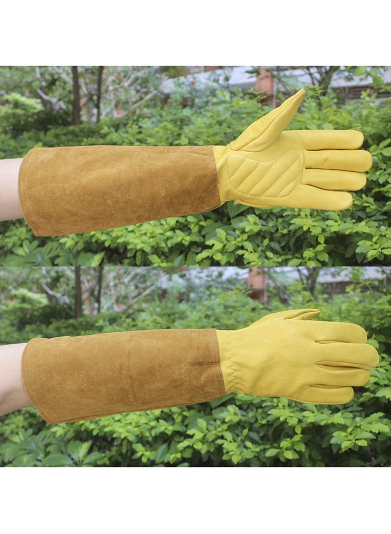 Excefore Heavy Duty Gardening Gloves, Rose Pruning Gloves for Men & Women, Long Thorn Proof Gardening Gloves, Breathable Leather Gauntlet , Best Garden Gifts & Tools for Gardener (Size: S)  - Image 5