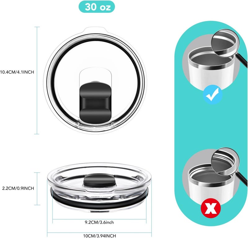 SOONSURE 30 oz Tumbler Lid, Replacement Lids Compatible for YETI 30/32 oz Tumbler, 14 oz Mug and 35 oz Straw Mug, 2 Pack Travel Spill Proof Cup Lids Covers with Magnetic Slider Switch, BPA Free - Image 2
