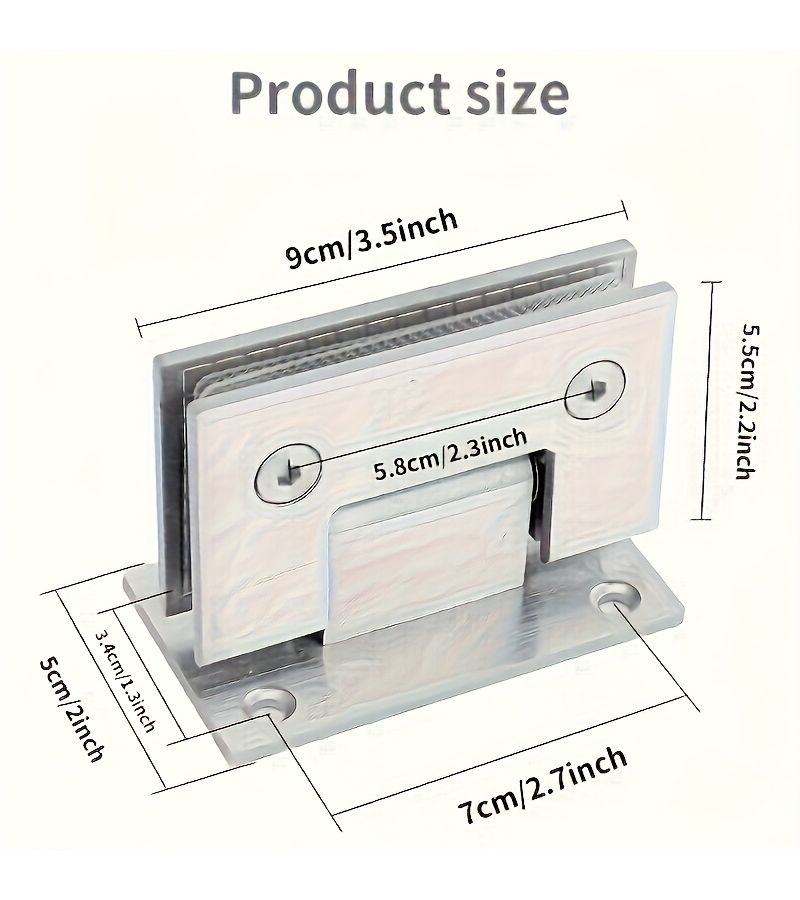 Black 90 Degree Heavy Duty Shower Glass Door Hinge Bathroom Flat Clip - Image 3