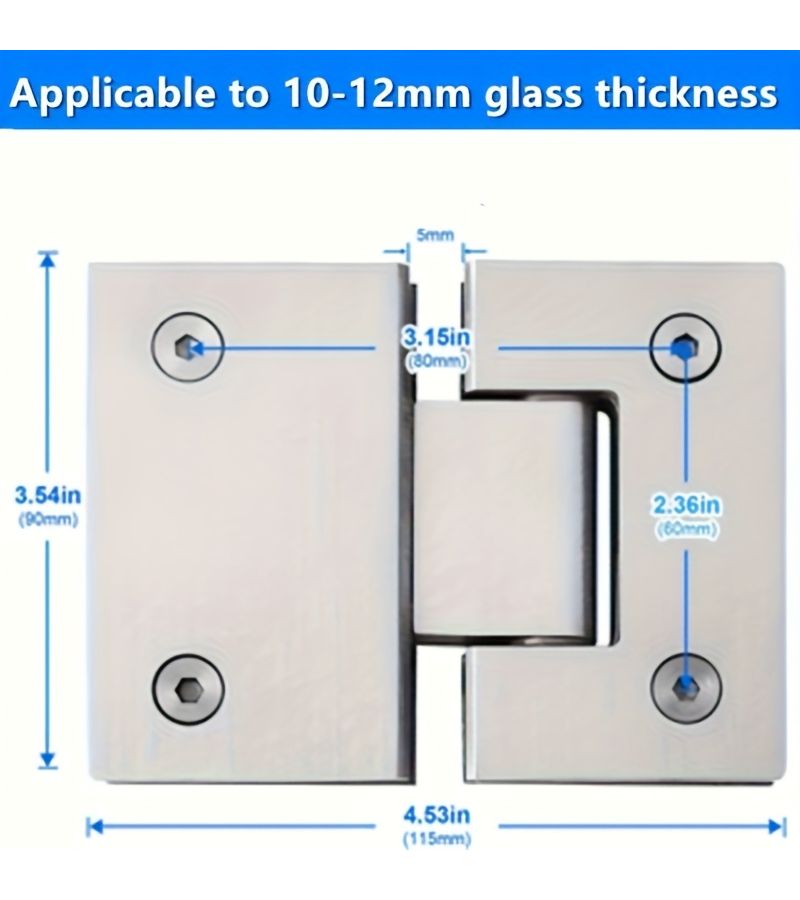 Black 90 Degree Heavy Duty Shower Glass Door Hinge Bathroom Flat Clip - Image 2