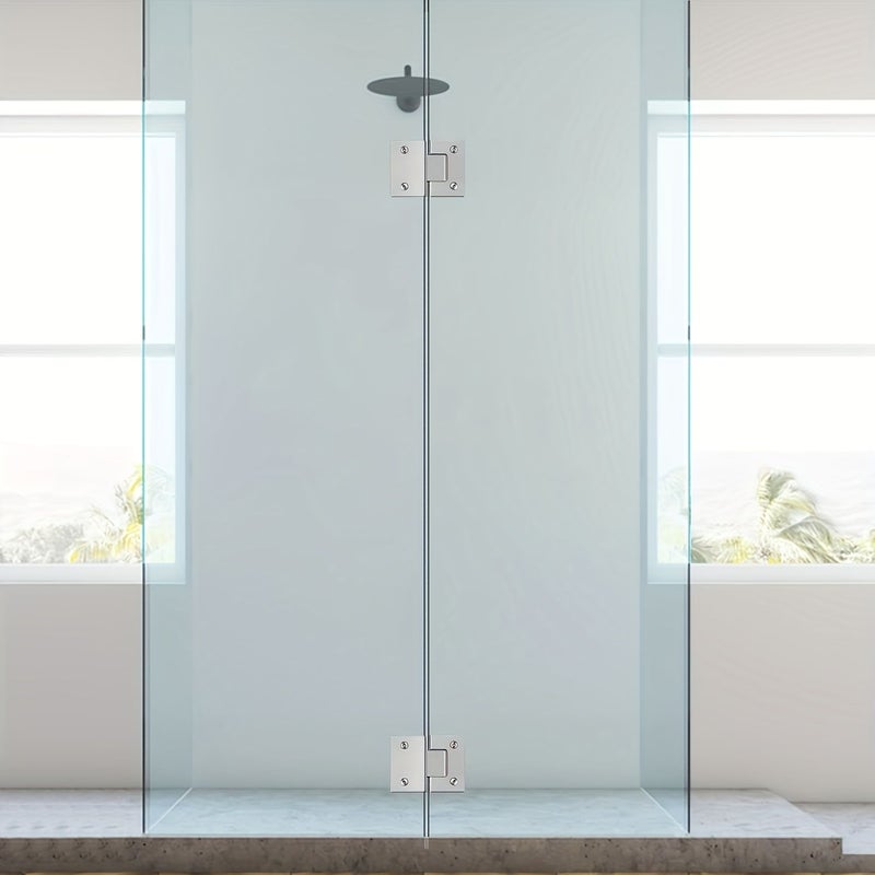 Black 90 Degree Heavy Duty Shower Glass Door Hinge Bathroom Flat Clip - Image 4