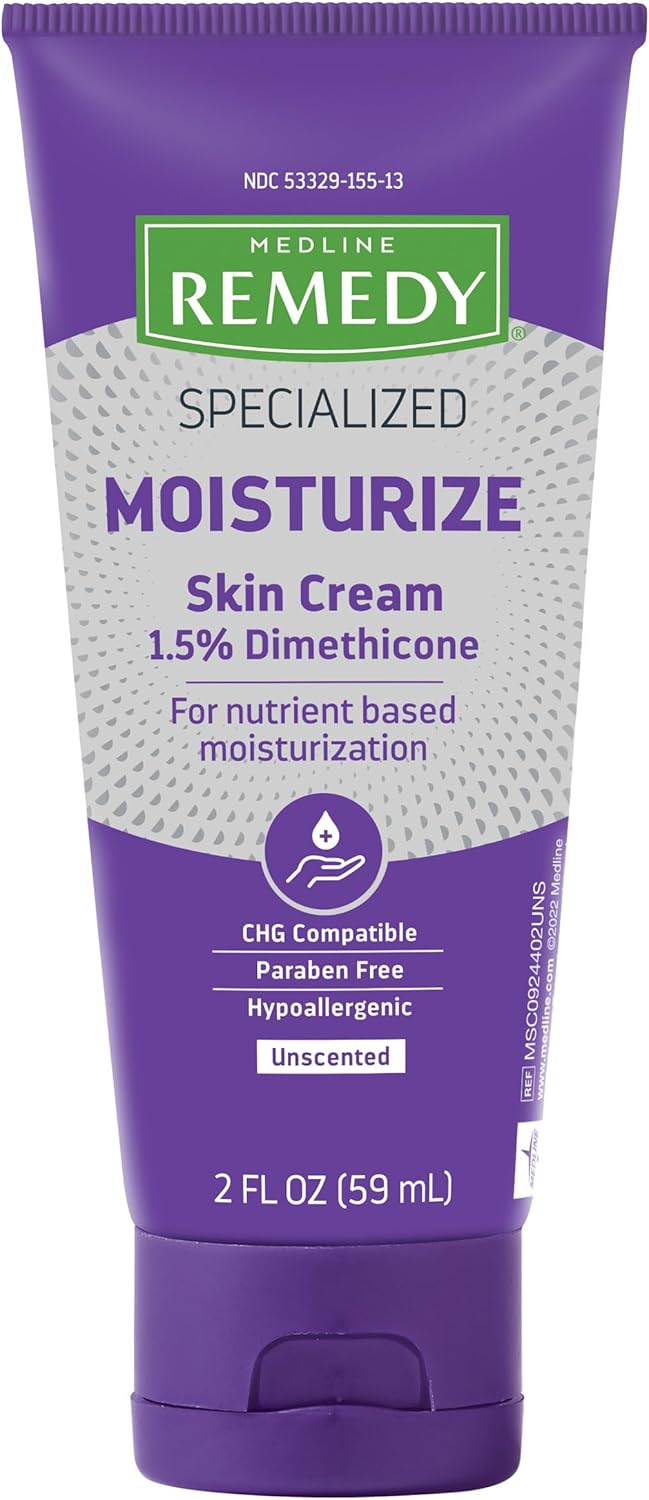 Medline Medline Remedy Specialized Skin Cream Unscented 2 fl oz 15 Dimethicone Nourishing Moisturizer for Dry Skin Parabenfree and Hypoallergenic Body Cream Daily Lotion for Dry and Sensitive Skin