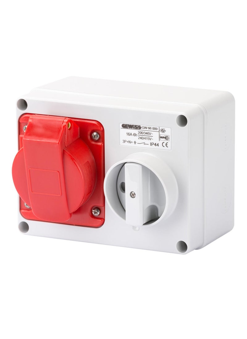 GEWiSS - Gewiss Fixed Interlocked Horizontal Socket-Outlet 3p+N+E 32A 346-415v - 50/60hz 6h - IP44 GW66020 - Image 1