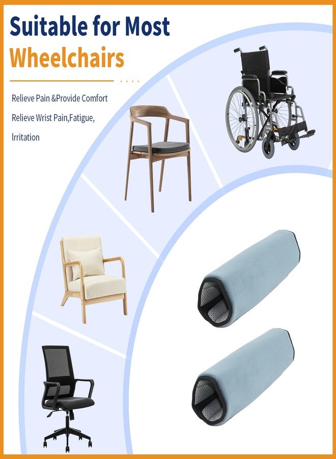 KUAZIDAR Wheelchair Armrest Covers (Pair)-Memory Foam Wheelchair armrest Pads Wicking Washable Non Slip Arm Rest Cover Cushion Pad for wheelchairs Office Chairs armchairs (Blue-Gray) - Image 5