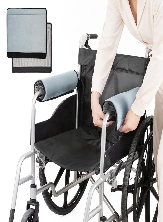 KUAZIDAR Wheelchair Armrest Covers (Pair)-Memory Foam Wheelchair armrest Pads Wicking Washable Non Slip Arm Rest Cover Cushion Pad for wheelchairs Office Chairs armchairs (Blue-Gray) - Image 1