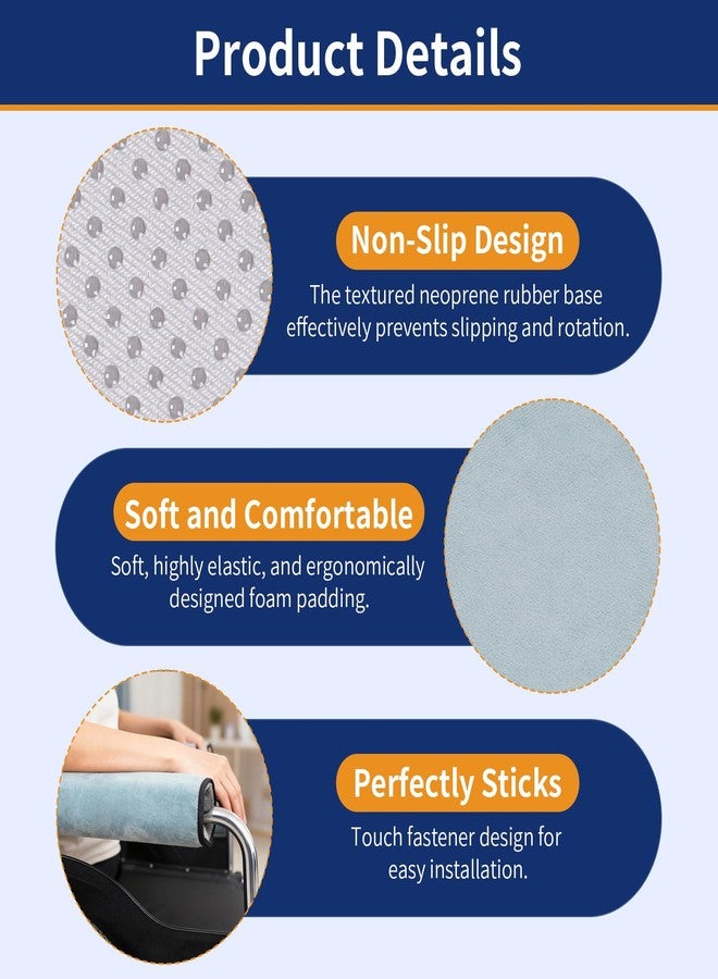 KUAZIDAR Wheelchair Armrest Covers (Pair)-Memory Foam Wheelchair armrest Pads Wicking Washable Non Slip Arm Rest Cover Cushion Pad for wheelchairs Office Chairs armchairs (Blue-Gray) - Image 4