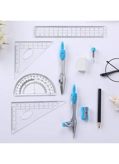 SRLIWHITE 10-Piece Geometry Set with Compass, Pencil, Eraser, Sharpener, Protractor, Set Squares, Ruler, Lead Refills, Durable Storage Case for Students, Artists, Professionals  - Image 5
