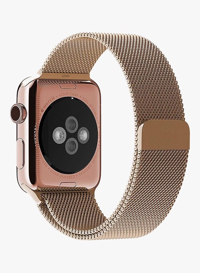Stainless Steel Wrist Band For Apple Watch 5/6/7 42/44/45mm Gold - Image 1