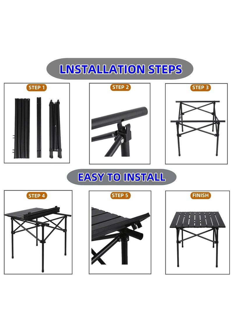 CIMIA Portable Folding Camping Table, Lightweight Roll-up Outdoor Table with Carry Bag, Collapsible Picnic Table for Camping, Beach, BBQ, Hiking, Foldable & Sturdy Camping Furniture  - Image 5